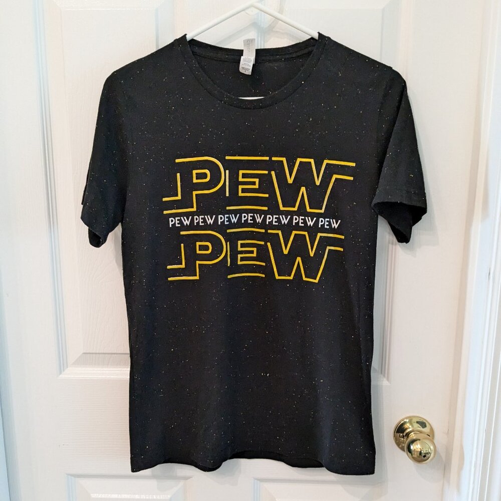 Star Wars Bella Canvas Flecked Pew Pew Graphic Tee Black Rainbow Size Small